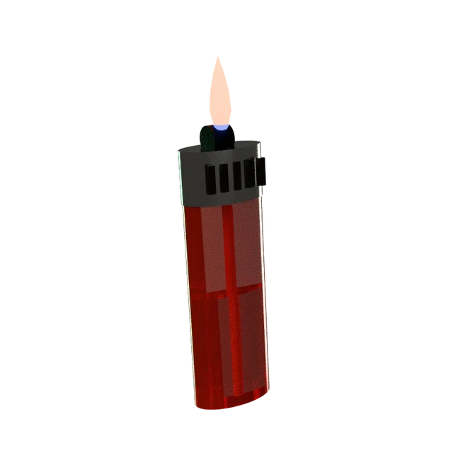 3D render of a lit red lighter